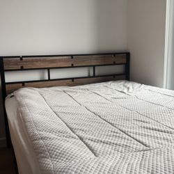 Queen Sleepy’s Hush Plush Mattress With Gel Memory Foam Cooling Topper, Mattress Cover, And Mid Century Modern Industrial Bed Frame Included!