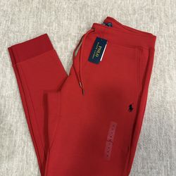 Brand New With Tags Men's Ralph Lauren Polo Double-Knit Red Black Jogger Pants Men’s Size Medium M