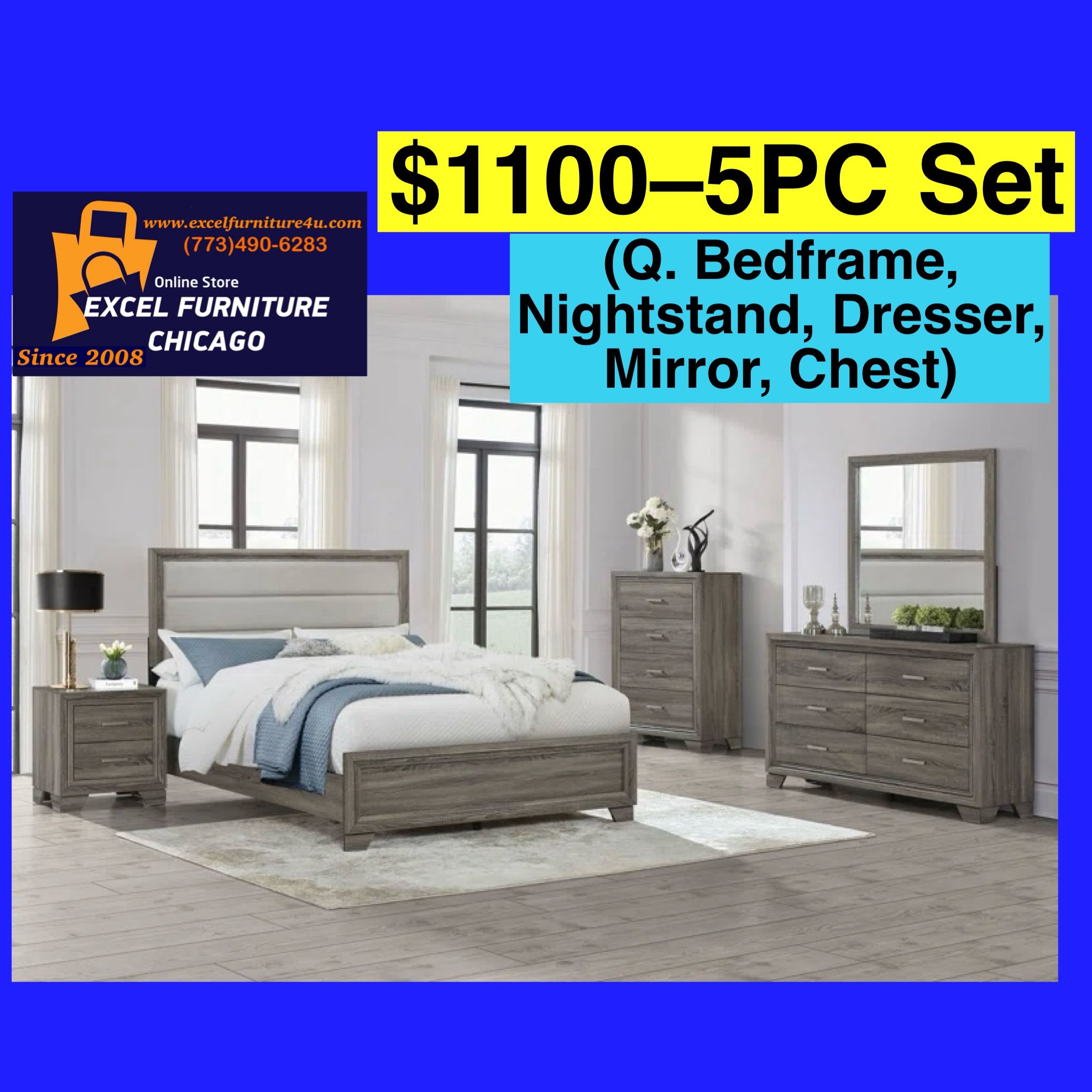 🌺 FREE DELIVERY 🌺Brand New 5PC Queen Size Bedroom Set 