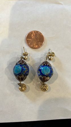 Enamel & gold pierced earrings