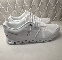 On Cloud 5 All White Running Sneakers