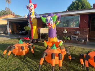 Halloween Inflatable Clowns and Spider Pumpkins Set