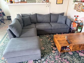 Grey Sectional Sofa with Chaise and Ottoman