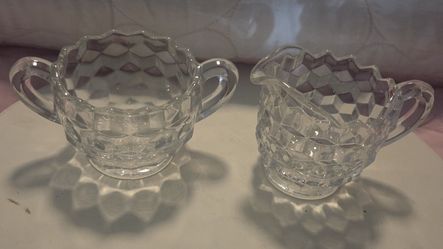 Vintage Fostoria American Pattern Creamer and Sugar Set
