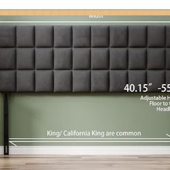 Velvet Upholstered Tufted King Size Headboard.