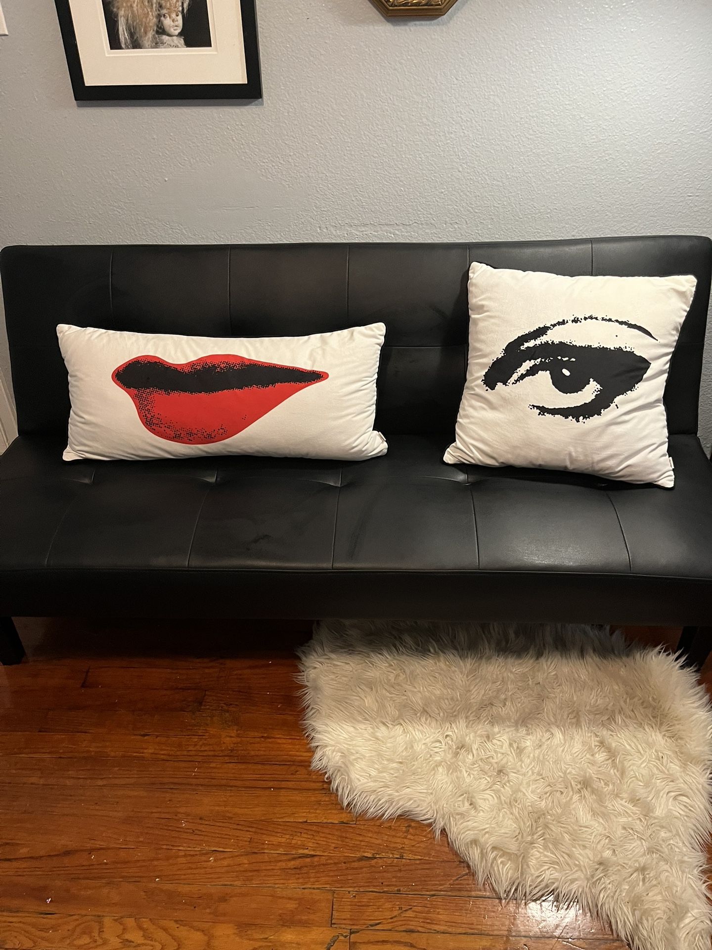 Black Leather Futon—No Flaws-High Quality