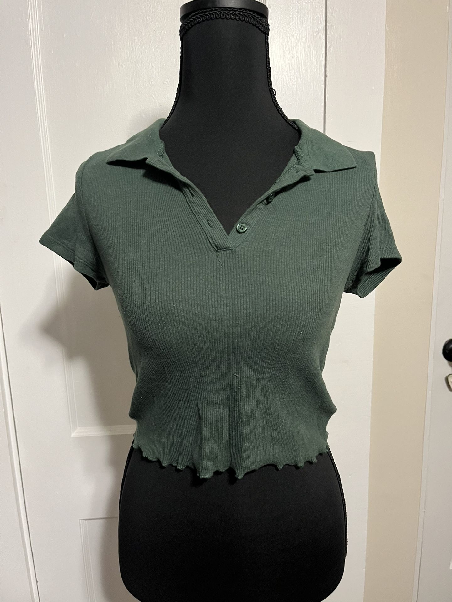 Green Cropped Polo