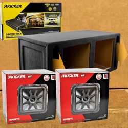 Kicker CX Series Power Amplifier 12" Dual Voice Coil Subwoofers L7 Ported Box 2400 Watt Package 🚨 Payment Options Available 🚨 No Credit Needed 🚨 