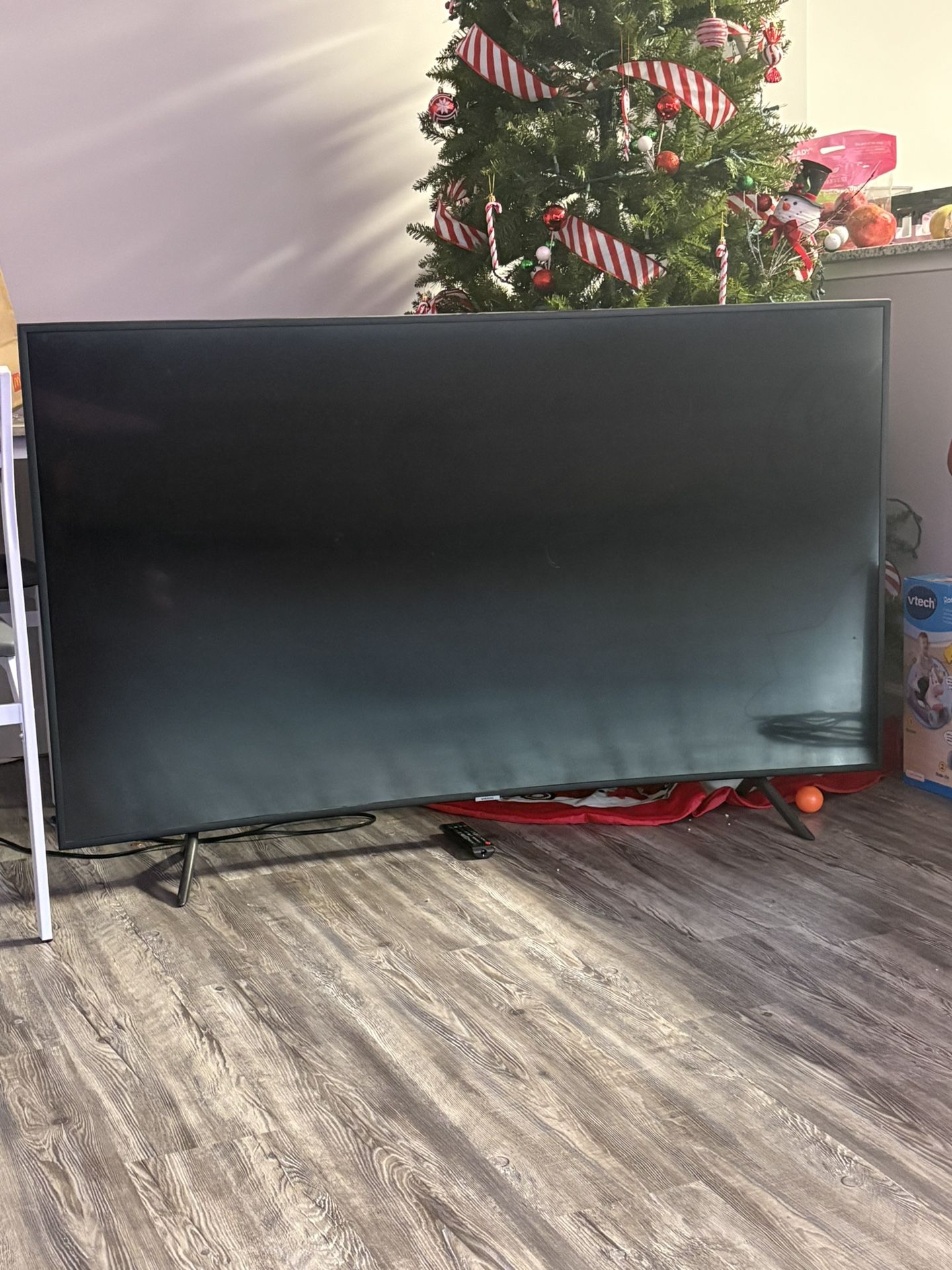 Tv, Sound Bar And Tv Stand