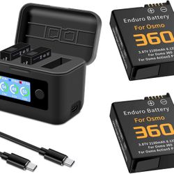 2-Pack 2100mAh Osmo 360 Battery and Charger Triple-Slot Fast 27W Hub Box