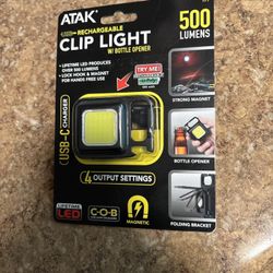 500 Lumens LED Rechargeable Clip Light W. Bottle Opener