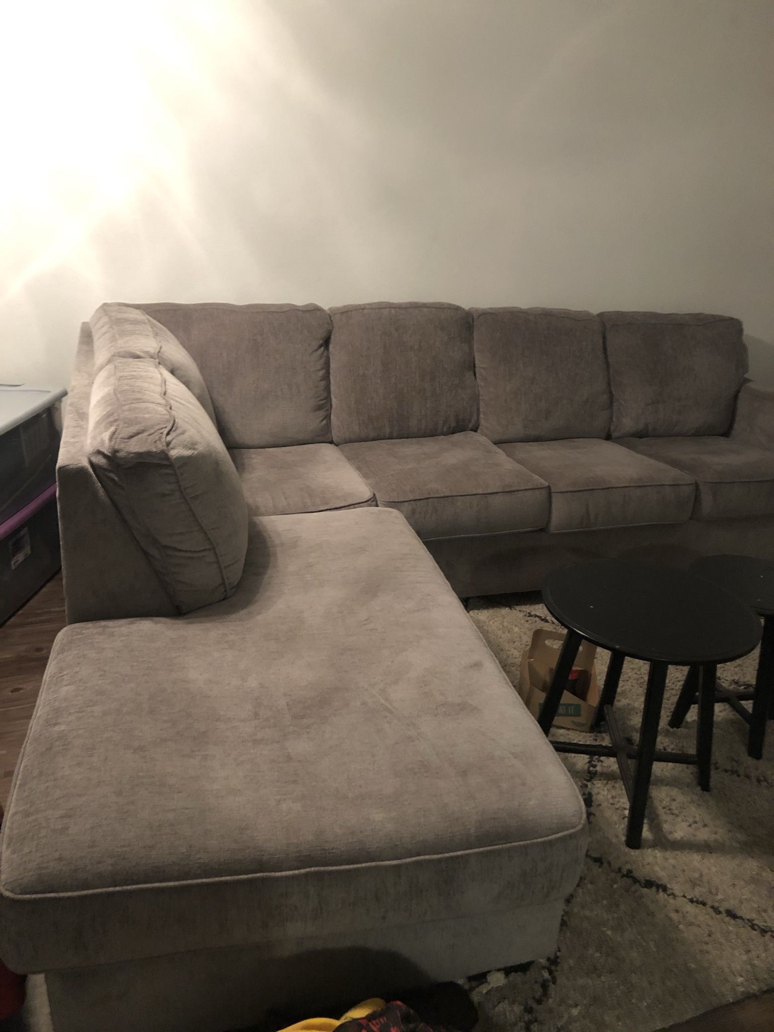 Grey Contemporary, L Shaped sectional W/ Chaise