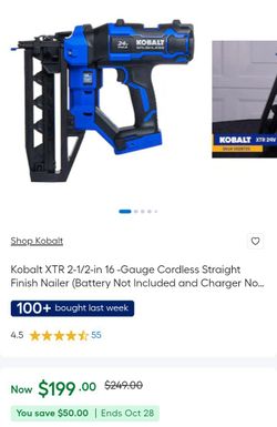 Kobalt XTR 24V Brushless Cordless Finish Nailer
