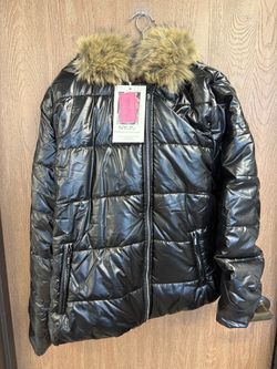 tiptupu Women's Winter Thicken Coat Lightweight Short Down Jacket Quilted Parka with Fur Hood (2XL)
