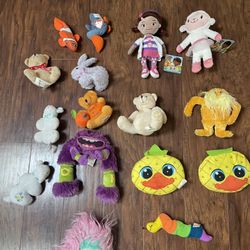 Set Of 16 Small Plush Toys Stuffed Animals Doc McStuffins Lorax Lamb Teddy Bear Nemo TY