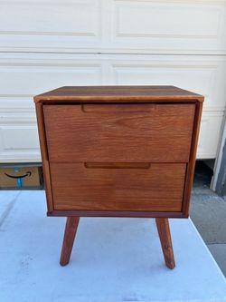 Modern Solid Wood 2-Drawer Nightstand, Bedroom Storage Unit