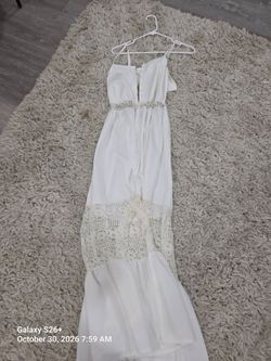 White Maxi Dress with Lace Detail