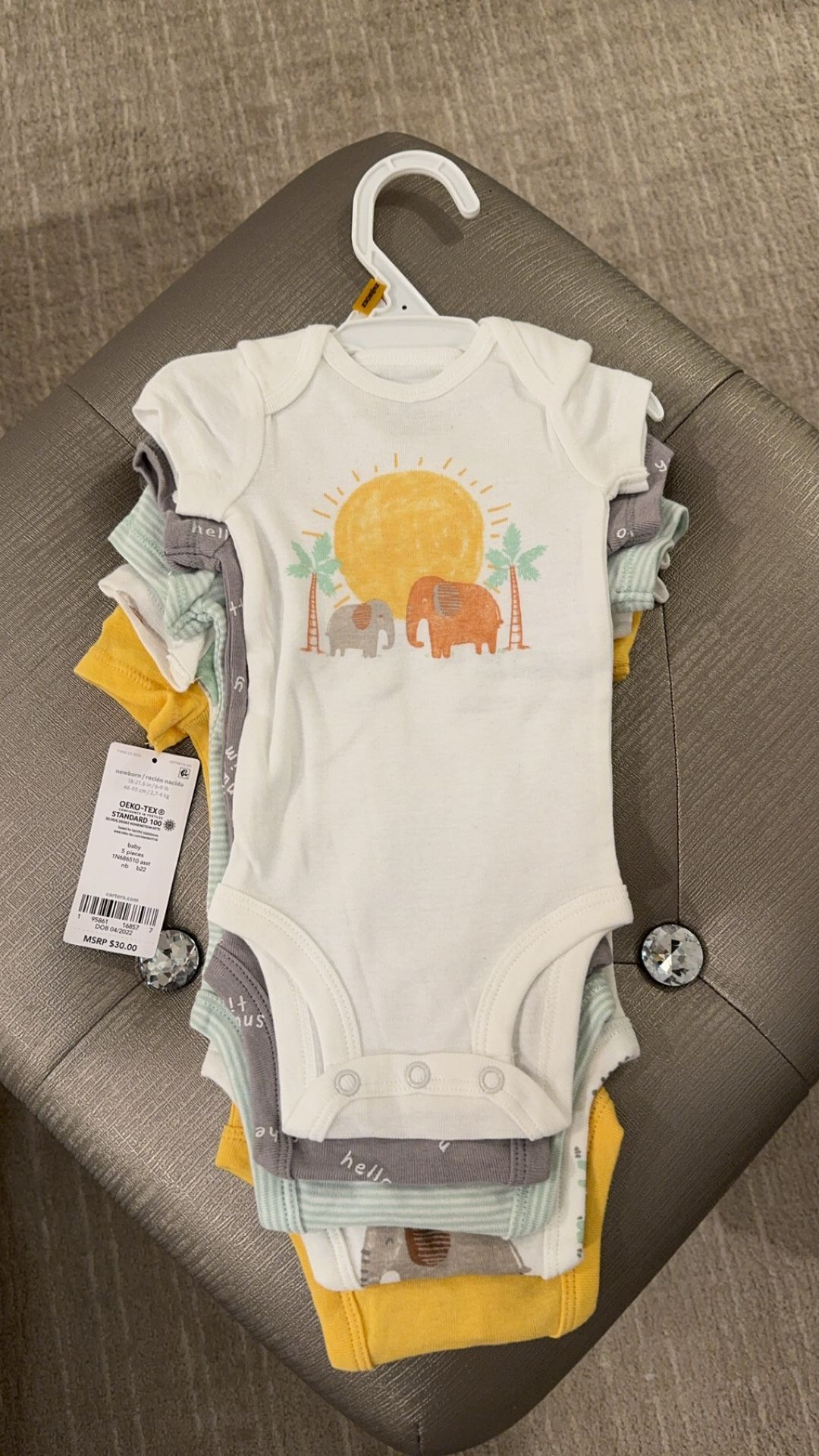 Brand New With Tags Carter’s 5 Piece Cotton Onesies Newborn Baby Set