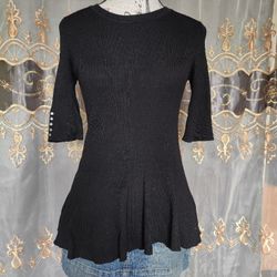 black ribbed peplum top size s