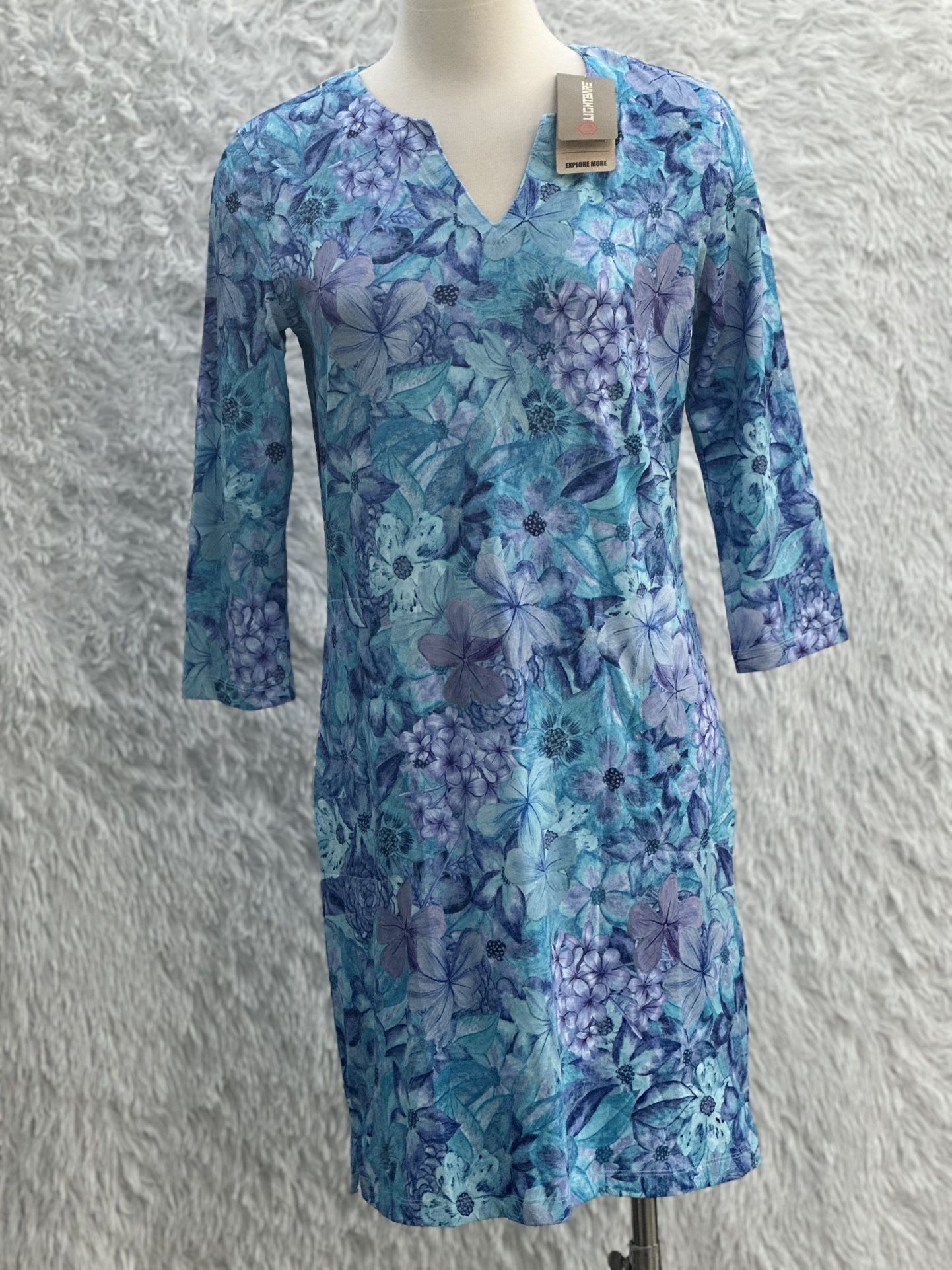 New Floral Blue and Purple Dress size small