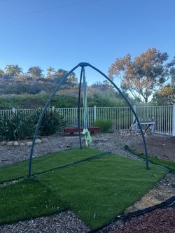 Aerial yoga frame and silk swing