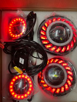 Set of headlights and fog lights led fit Jeep Wrangler 2007 to 2017