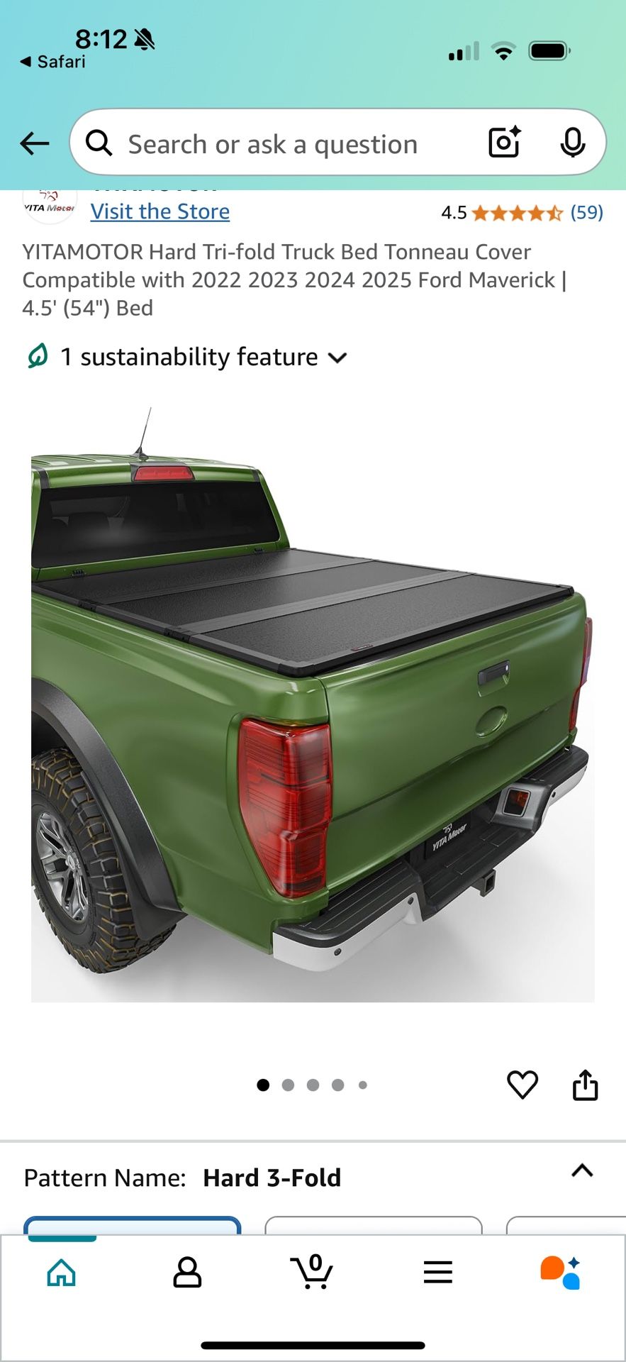 250T YITAMOTOR FRP Hard Tri-fold Truck Bed Tonneau Cover Fits for Ford Maverick 2022 2023 2024 2025, 4.5 ft Bed,