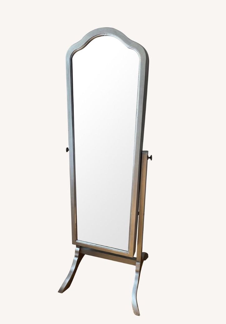 Pier 1 Hayworth Floor Mirror Silver Metallic Cabinet Jewelry Storage