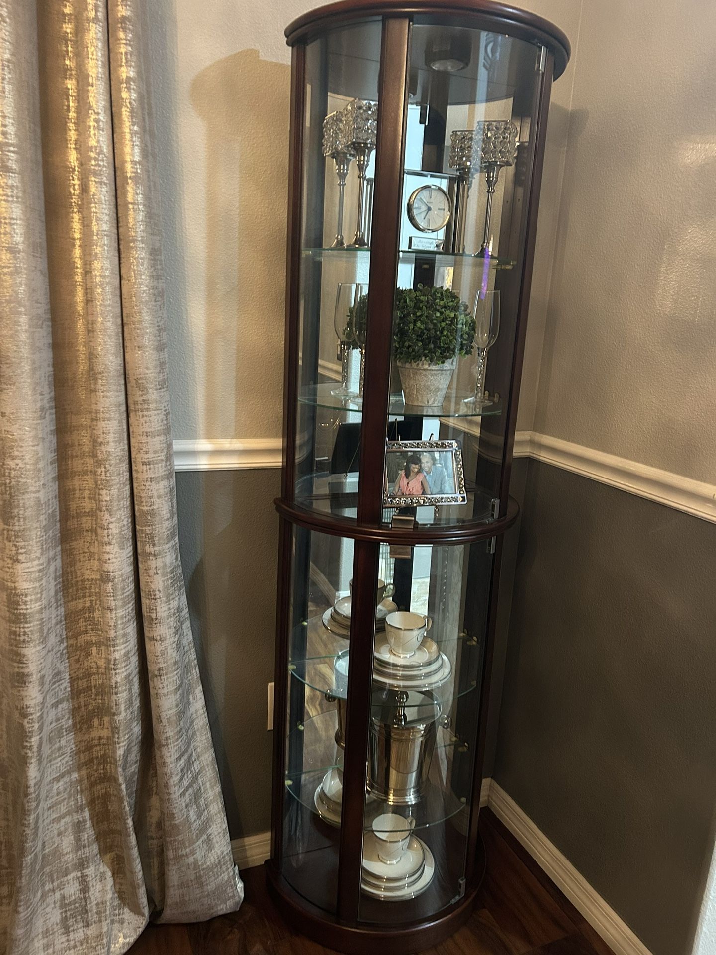 Lighted Half Round 5 Shelf Curio Cabinet in