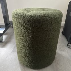Green Round Ottoman Teddy Fabric