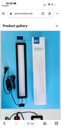 YEE High Brightness Fish Tank Light (Model: High Brightness LED Aquarium Light), designed to fit fish tanks measuring 50 to 60 cm (approximately 20 to