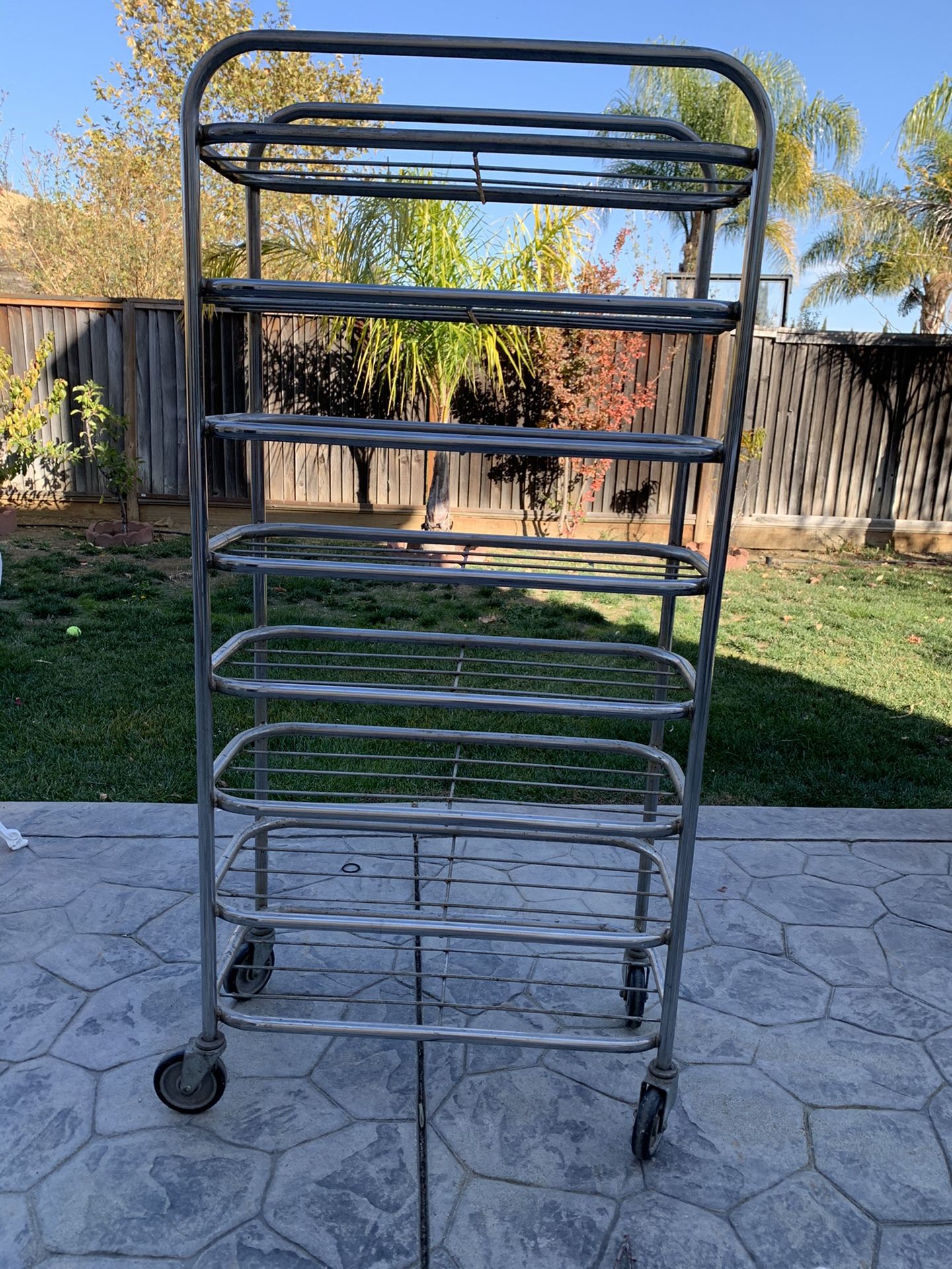 Metal rack with wheels