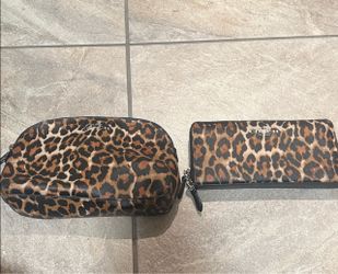 Coach Leopard Print Cosmetic Bag and Wallet Set