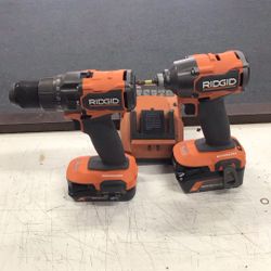 Ridgid 18v Tool Kit Brushless Hammer Drill 2ah Battery Brushless Impact Driver 4Ah  Battery & Charger