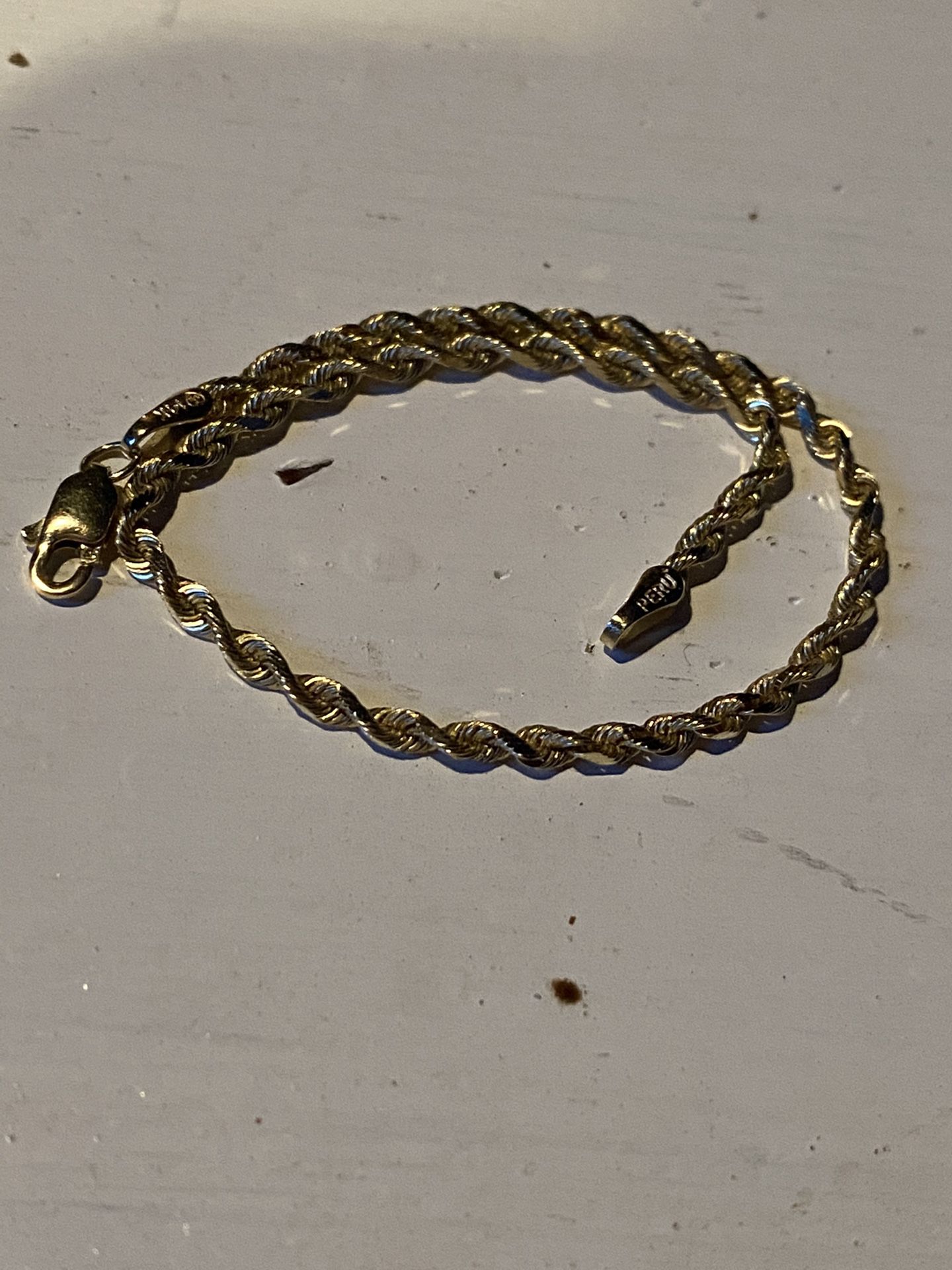 14k gold rope chain bracelet made in Peru