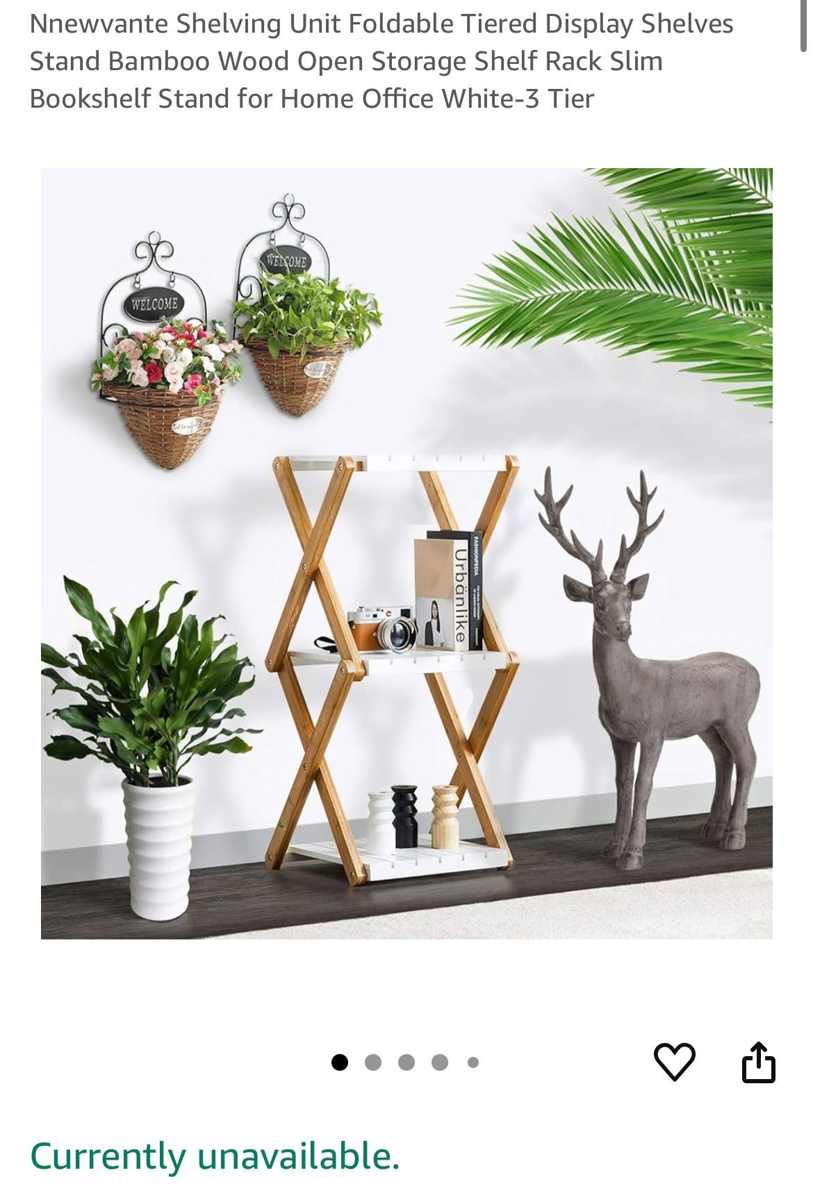 3 Tier White Folding Rack Shelf