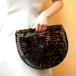  Womens Acrylic Clutch Handbag Handmade Large Tote Bag Summer Beach Bag