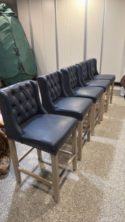 Blue leather counter height stools
