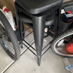 2 Black Counter Stools Black Leather