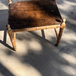 Antique Vintage Rolling Serving Table End Table Foot Rest 