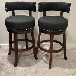 2 Solid Wood Swivel Bar Stools  (Brand New)