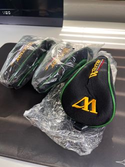 Warrior Custom Golf Head Covers Set 3 Fairway Wood Metal Black Green Zipper Case