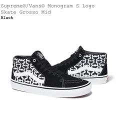 Supreme Vans Monogram S Logo Skate Grosso Mid Size 10.5 M