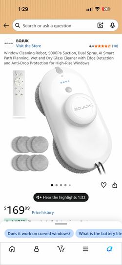 Window Cleaning Robot, 5000Pa Suction, Dual Spray, Al Smart Path Planning, Wet and Dry Glass Cleaner with Edge Detection and Anti-Drop Protection for 