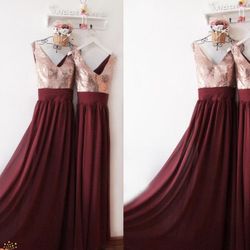 Burgundy and gold formal dress 
