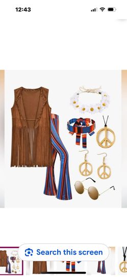 Hippy Women’s Costume W/vest And Stripped Pants