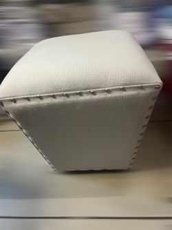 Beautiful Square Beige Color , Polyester Fabric Ottoman 