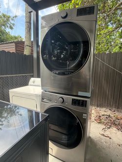 LG ThinQ Stacked Washer and Dryer Set