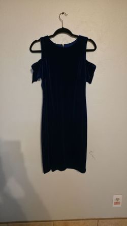 Blue Velvet Cold-Shoulder Midi Dress