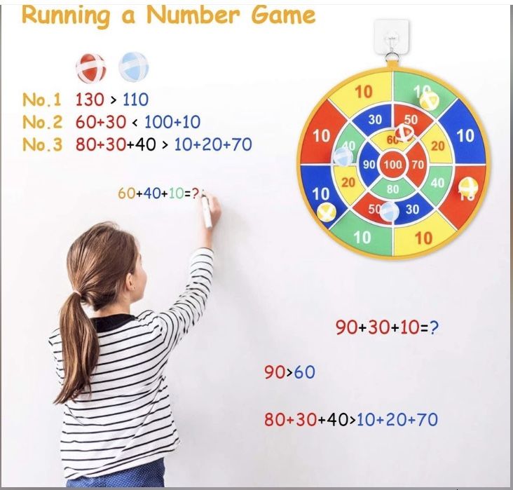 Toys Board Games, Double Sided Dart Board for Kids with 9 Sticky Balls